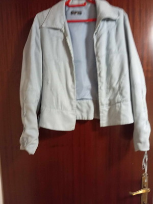 Suede type jacket used, spring-autumn, turquoise, size L