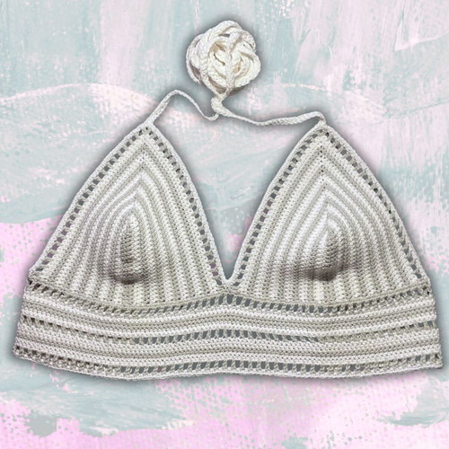 Handmade Top Bralette White Granite XL