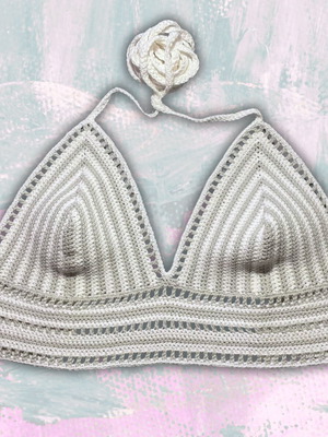Handmade Top Bralette White Granite XL