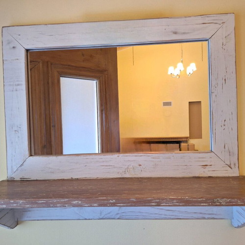 Wooden wall mirror country style like new, 70cm x 59cm