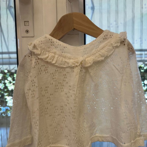 Children's white embroidered cardigan with silver button for 12-month girl worn once