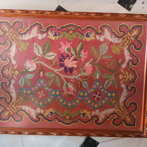 Old Cretan Textile with Wooden Frame like new