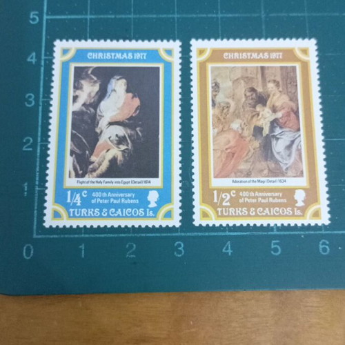 Turks and Caicos 1977 Christmas stamps, like new, Peter Paul Rubens 400th anniversary