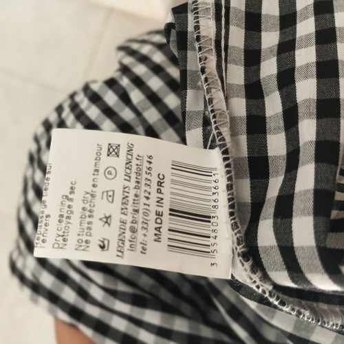 Brigitte Bardot Paris Midi Gingham Dress, Small, black and white
