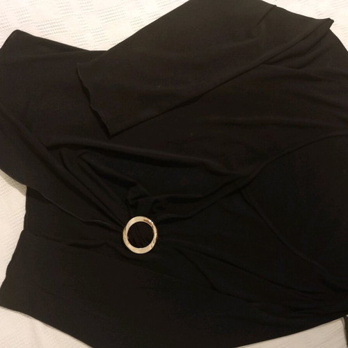 Elxis women's blouse black wrap like new, size L