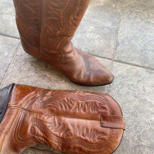 Kentuckys Western leather boots used, size 42, brown vintage