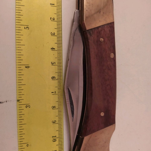 Vintage folding knife like new, wood metal bronze