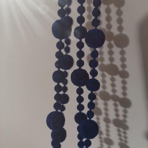 Long necklace with velvet beads new, electric blue