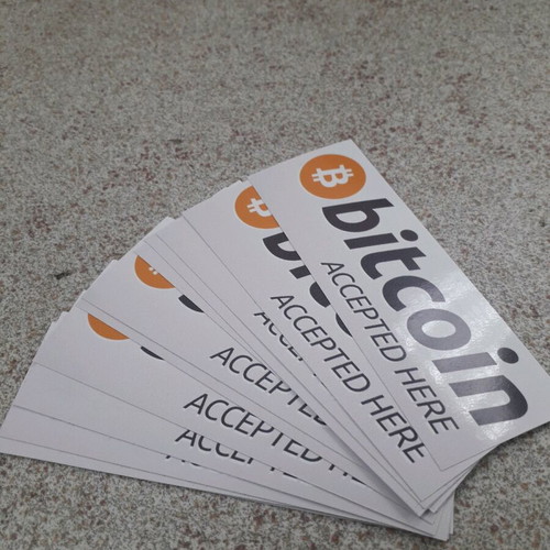 Bitcoin Accepted Here Stickers new, pack of 10, waterproof plastic