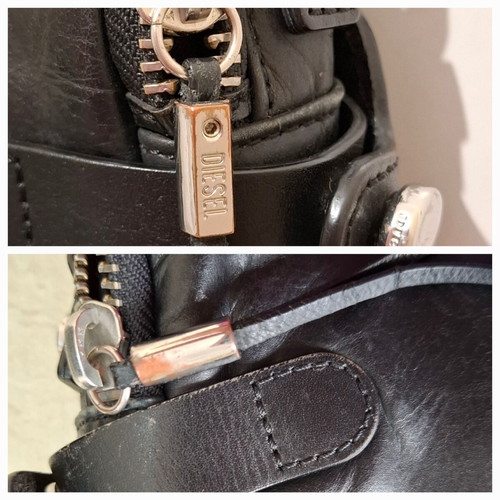 Diesel vintage Y2K black leather crossbody bag with studs used