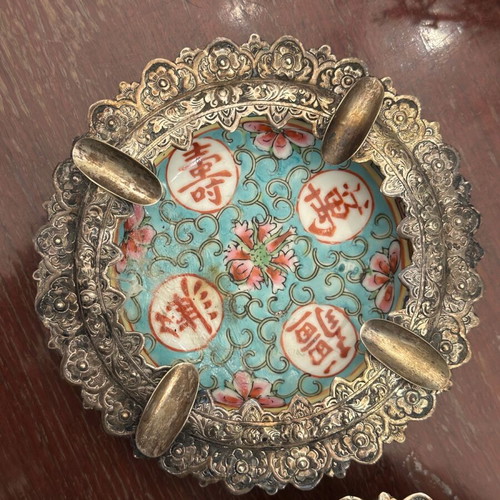 Vintage Chinese ashtrays set 1950, handmade, used