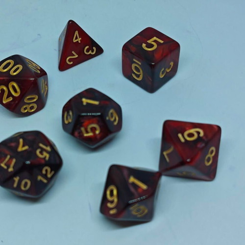 RPG dice set 7 pieces dark burgundy swirl color like new