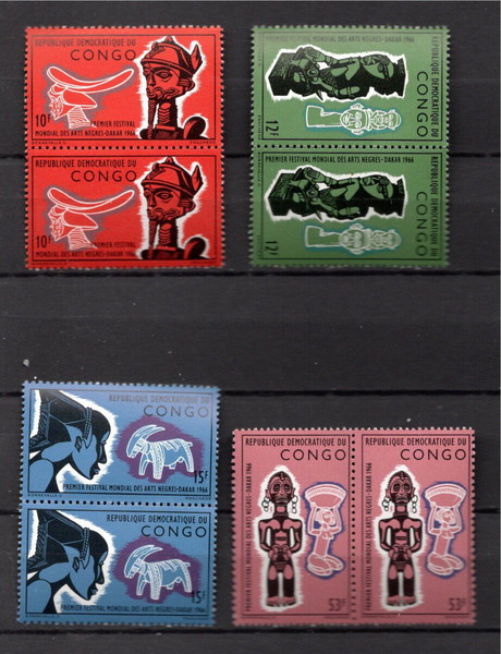 Λαϊκη Δημοκρατία του  Κονγκό 1966 World Festival of Negro Arts, Dakar SET PAIR MNH  2  κομπλε σειρες