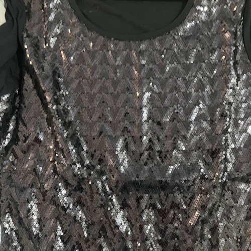 Joseph Janard black blouse with dark sequins, 3/4 sleeves, size S