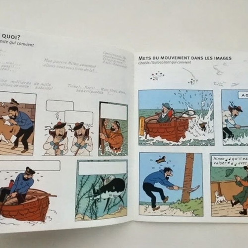 Tintin en mer collectible activity book with repositionable stickers