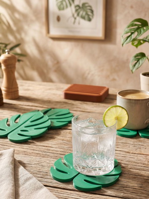 3D-Printed Monstera Deliciosa Coasters with Base new, set of 6