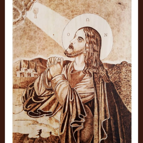 The Prayer of Christ in Gethsemane Pyrography Painting new