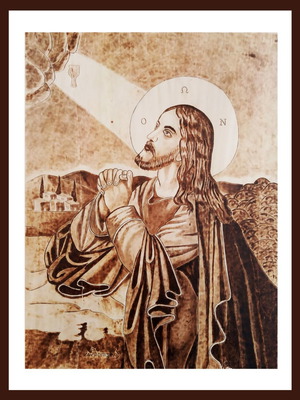 The Prayer of Christ in Gethsemane Pyrography Painting new