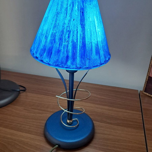 Table lamp postmodern design with metal and glass, like new