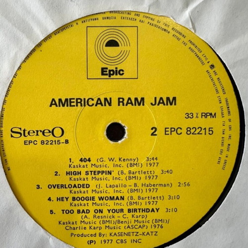 Ram Jam Vinyl LP Album Used, Original Press, Metal