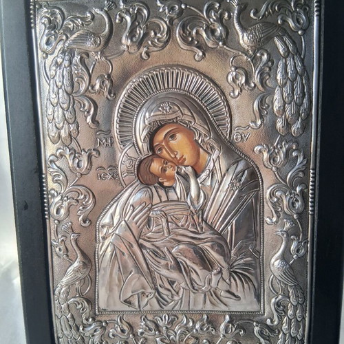 Silver icon of Panagia 950 grade, like new, 23×17cm