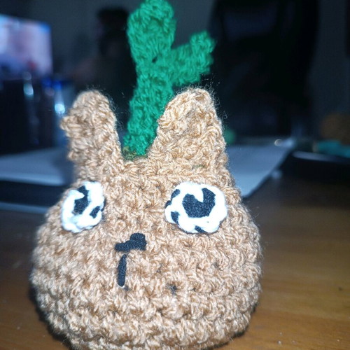Cat flowerpot knitted handmade small size new
