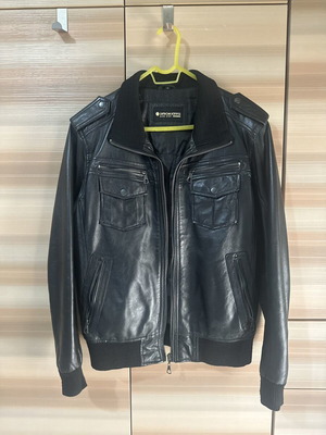 Brokers Jeans men's leather jacket, black, size L