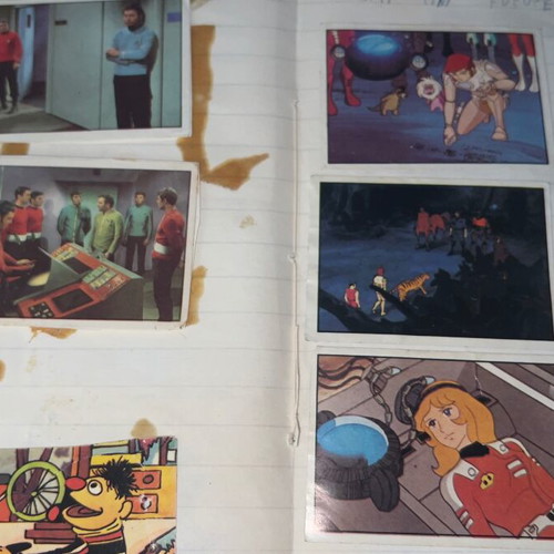 Sticker album used with football, Captain Planet, Star Trek stickers