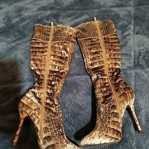 Animal Print Boots new, size 36, beige and brown