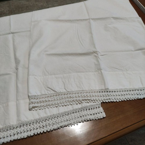 Two white pillowcases with handmade lace like new