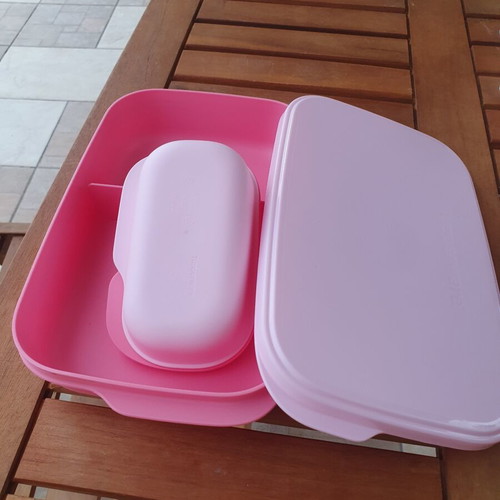 Tupperware food container with compartments and mini container