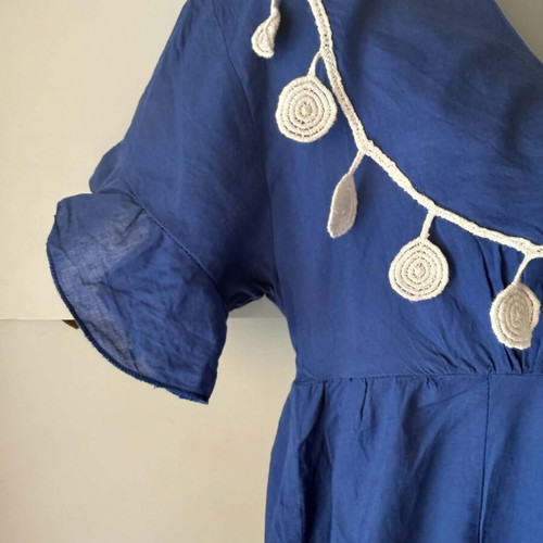 Apache cotton summer dress XS - S, blue and white