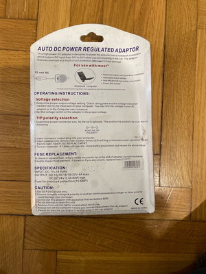 Auto DC power regulated adapter new