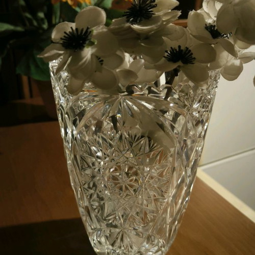 Crystal vase without damage, height 22cm