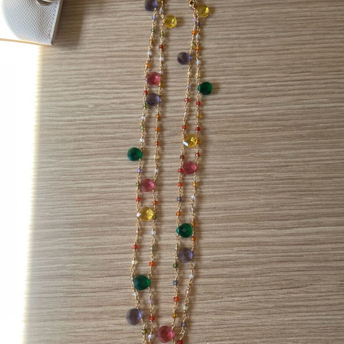 Jewelry set with colorful stones stainless steel gold plated like new
