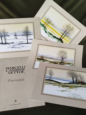 Set of 4 Paesaggi lithographs by Marcello Cassinari refurbished