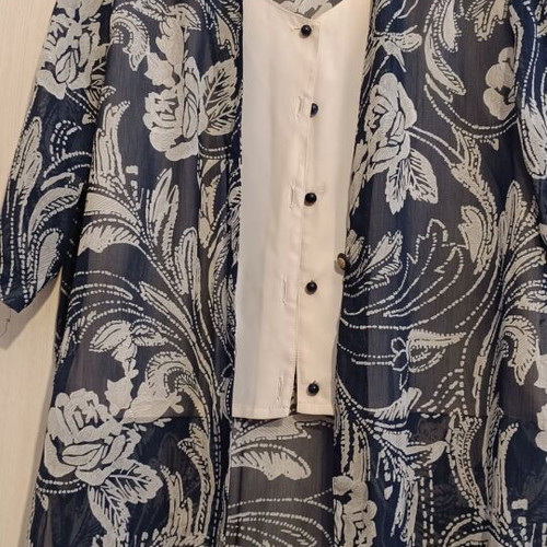 Spring coat like new with integrated shirt, black and gray XXL