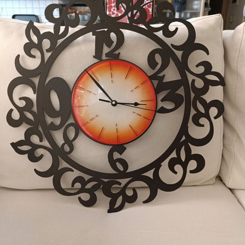 Wall analog clock with metal frame and glass, like new