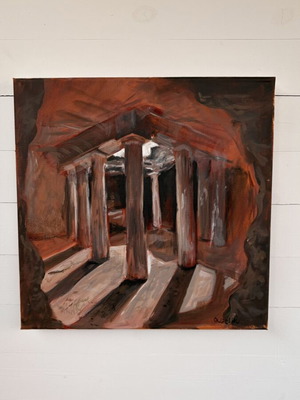 Ancient Shadows Αυθεντικός αρχιτεκτονικός πίνακας σε καμβά από Olivia 40x40 εκ