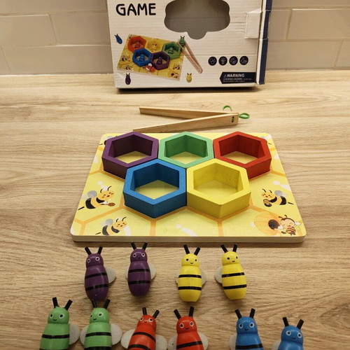 Wooden educational game Hive with Bees used