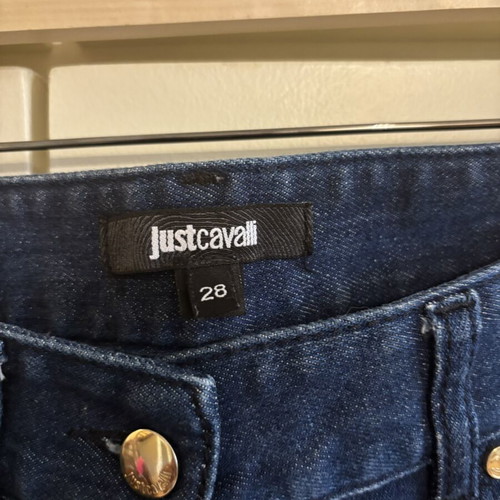 Just Cavalli women's bootcut jeans with gold embroidery, size 28