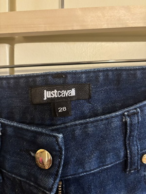 Just Cavalli women's bootcut jeans with gold embroidery, size 28
