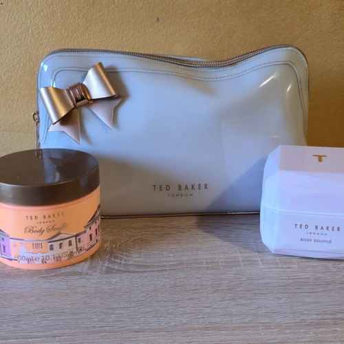 Ted Baker original cosmetic bag with body soufflé set