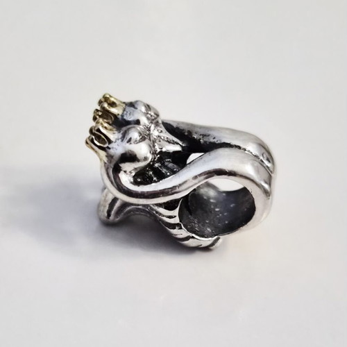 Silver charm Swans couple with crowns new