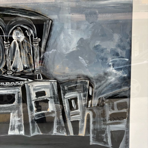 Tempera artwork Ersi Drini used, Troades stage model 1995