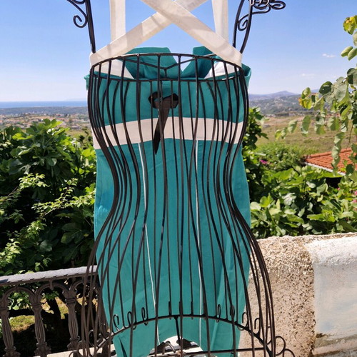 Raxevsky turquoise dress with white straps XS like new