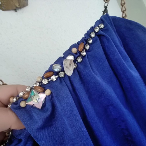Women's dress used blue roua with beads and shells size Medium