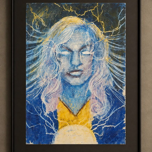 Fire & Light original framed artwork set, 2 pieces