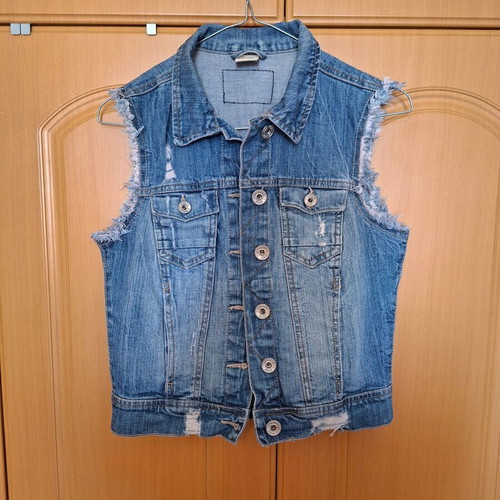 Bershka women's denim vest used, size S, blue