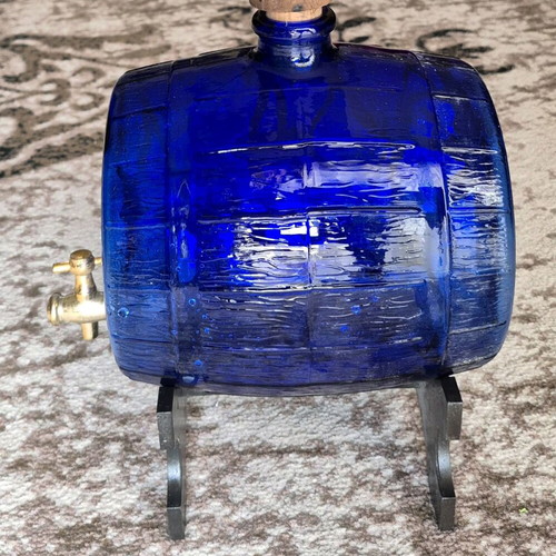 Blue Glass 2L Collectible Barrel Like New